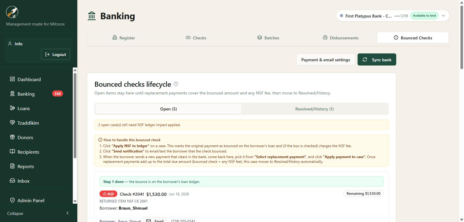 Bounced check lifecycle